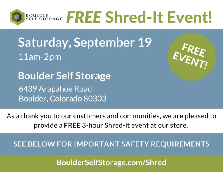 Free Paper Shredding Event! BSS Boulder Self Storage Boulder, Colorado